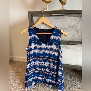 Lined Karen Kane boho tie dye floaty sleeveless small top FLAW
